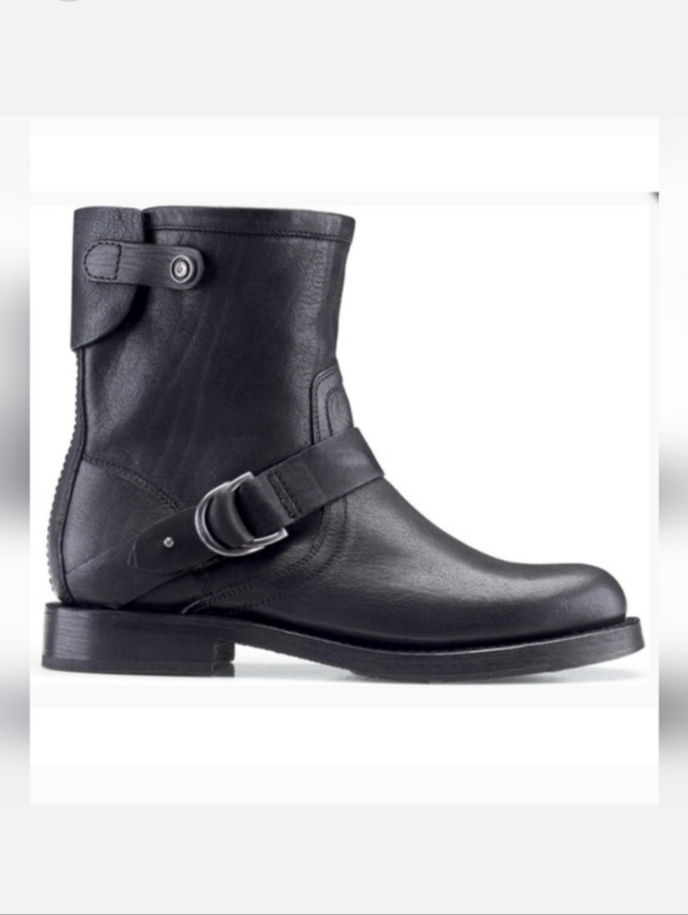 OluKai Nahuku Short Black Leather Biker Moto Ankle Boots Women's US 9.5 EU 39.5
